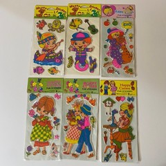 Vintage Happy Stickers & 1976 Imperial Happy Cuties Puffy Fun Stickers Set Of 12