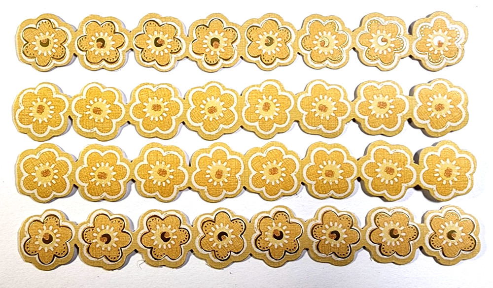 Yellow Flowers Gold Foil Accents 4 pc ~ 6″ x 3/4″ Stickers K&Company