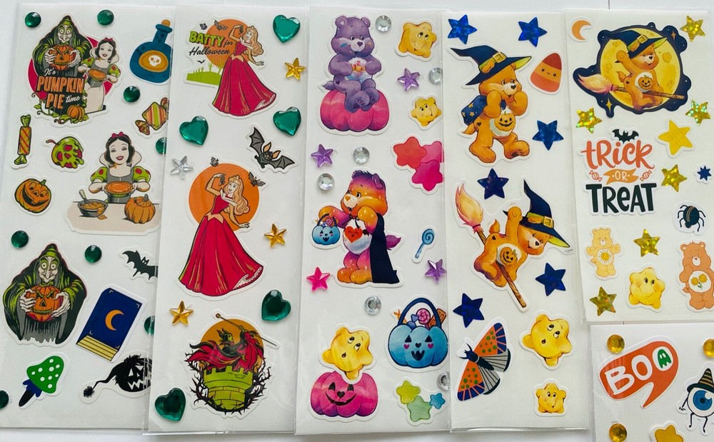 100 Random Disney Princess Good and Evil Queen Halloween Stickers Aurora Aladdin