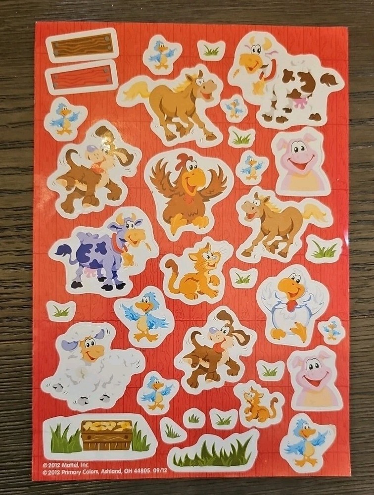 Mattel 2012 Barn Animal Sticker Sheet