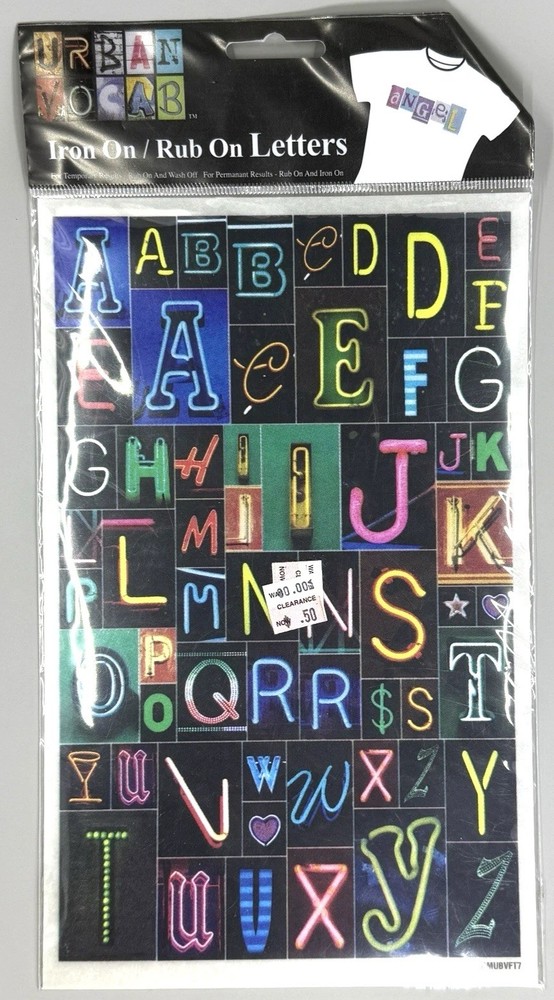 Vintage Sandylion Urban Vocab Iron on / Rub On Letters Neon Lights NOS