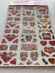 Love Heart Scrapbook Stickers Sheet Foil Golden Outline