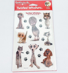 Stickety Doo Da Twisted Whiskers Stickers Lot Of 7 Kitten Cat Dog Puppy Big Eyes