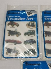 Lot of 3 1978 Dennison Deco-Rubs Transfer Art Stickers Cars Transportation NEW