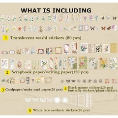 260Pc Vintage Scrapbook Supplies Aesthetic Scrapbook Stickers for9820