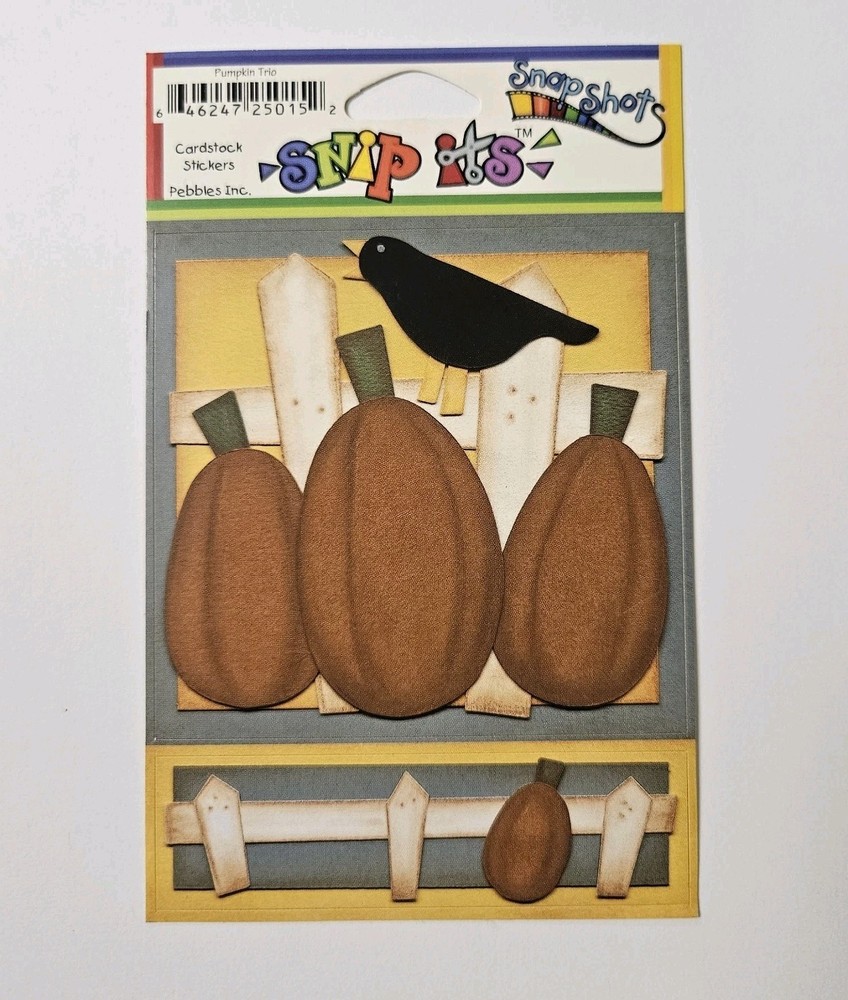 Pebbles Inc. Pumpkin Trio Cardstock Stickers Fall Thanksgiving Crow Snip Its