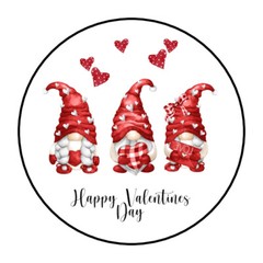 30 1.5″ THANK YOU GNOME VALENTINES DAY LABELS ROUND STICKERS ENVELOPE SEALS