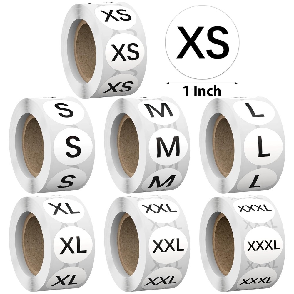 3500 Pcs 1 Inch Size Stickers for Clothing XS-XXXL, Self Adhesive Clothing Sh…