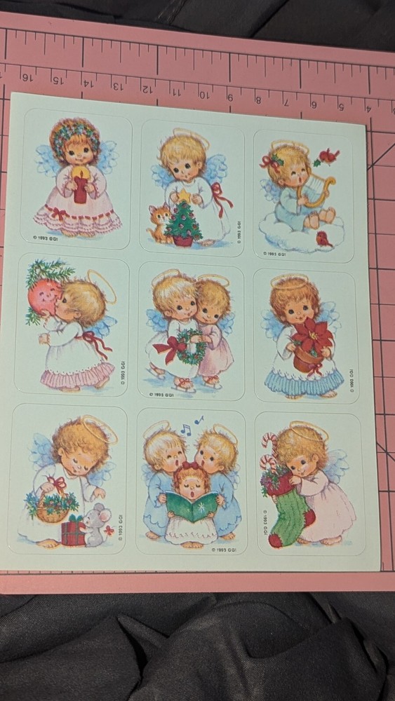 Vintage Gibson Stickers Christmas Angels 1 Sheet