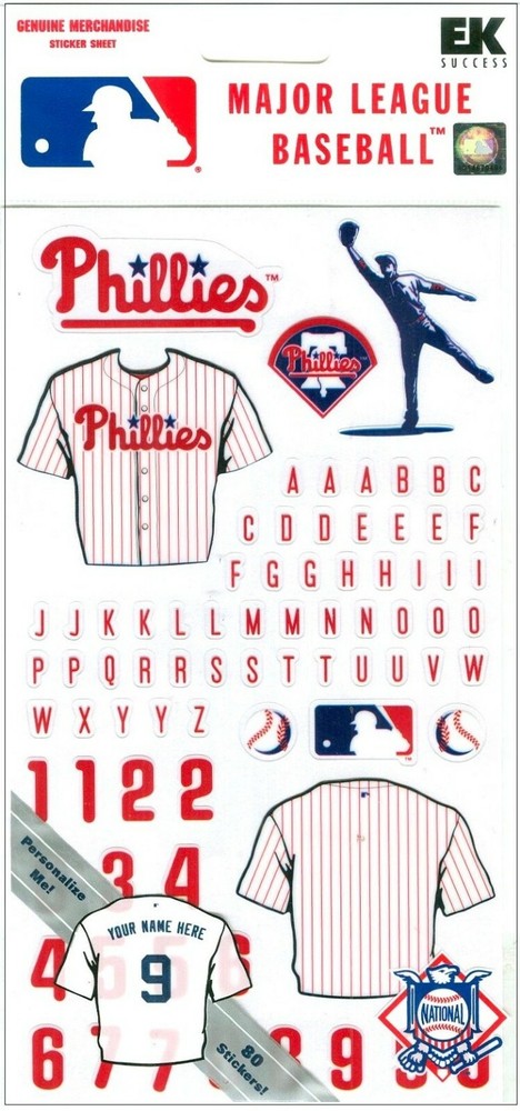 Philadelphia Phillies MLB Baseball Scrapbook Jersey Flat Sticker personalize