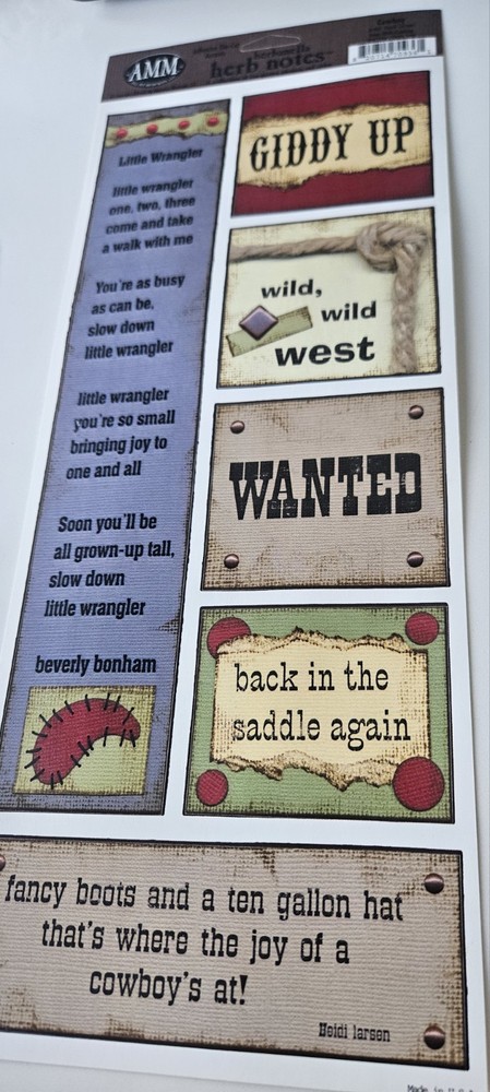 All My Memories adhesive die cut accents Cowboy Herb Notes