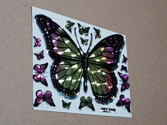 Vintage 1980s Prism Sticker Sheet Jumbo Rainbow Butterfly 0744-B Rare VTG Mylar
