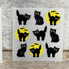 Lot of 3 VTG Sandylion Stickers Pods Assorted Halloween BLACK CATS 27 Counts