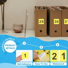 3″ Consecutive Number Stickers, 1 Set Self Adhesive Number Decals, Yellow