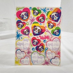 Lot of 2 Partially Used Lisa Frank Rainbow Teddy Panda Bear Stickers Vtg 1989