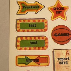 Vintage 80’s Stickers Drawing Board Calendar Perk Ups School Theme & Sports