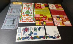 Huge Scrapbooking Lot USED Christmas Stickers Approx 80 Sheets Words Borders