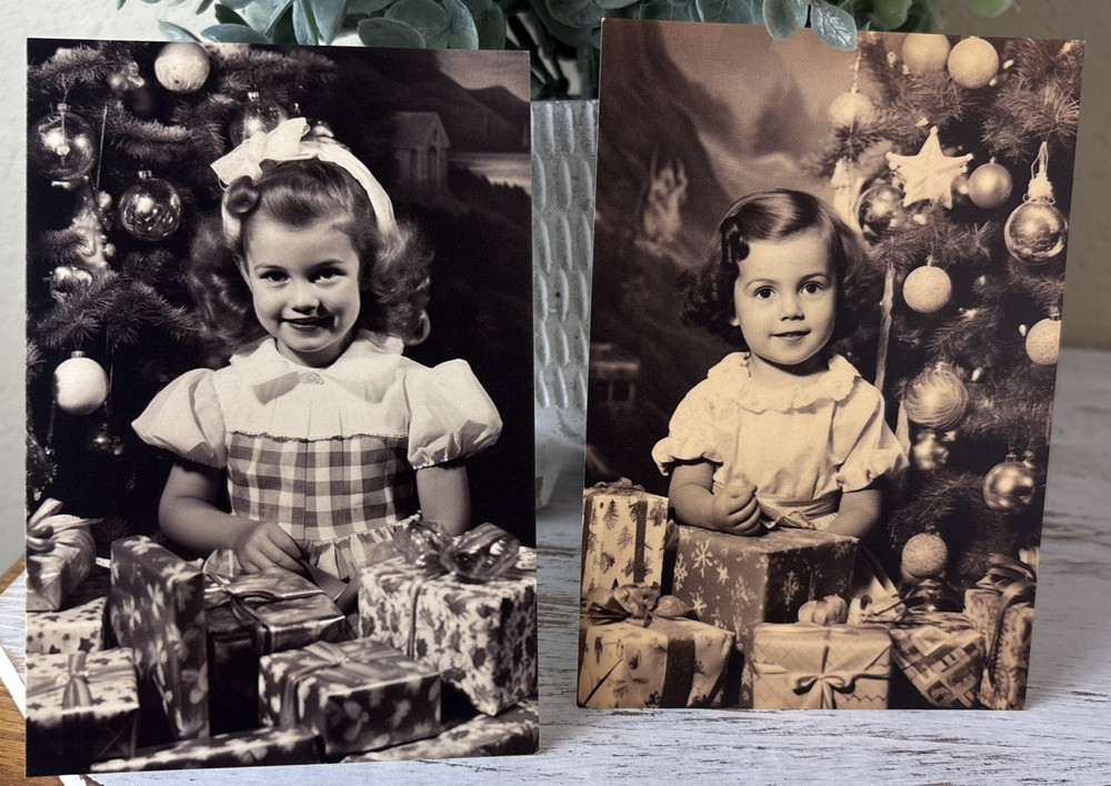 VINTAGE KIDS Set Of 2 Junk Journal Art Cards Scrapbook Card Topper Crafts