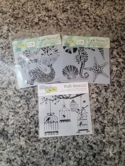 TCW/6X6 Stencils/Lot Of 3. Birds,Sea Creatures,Mermaid. New