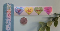 16 Valentine’s Day Stickers/Conversation Heart Stickers/Glitter Heart Stickers