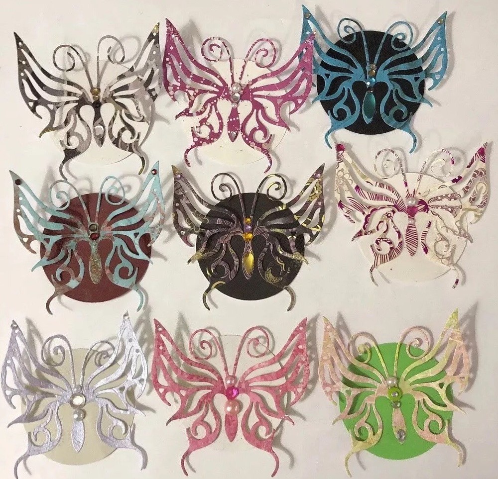 LARGE BUTTERFLY Pre-Made Die-Cuts (3pc)Victorian•Rhinestone•Filagree •Garden•Bug