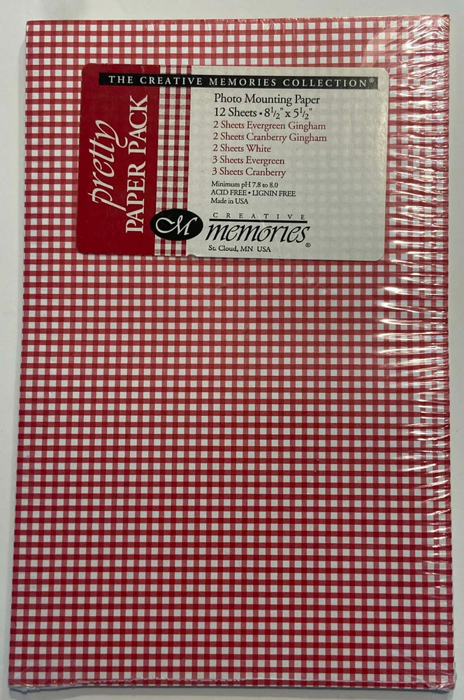 CM106 – CREATIVE MEMORIES PRETTY PAPER PACK – 8.5×5.5 – 5 colors, 12 sheets NEW