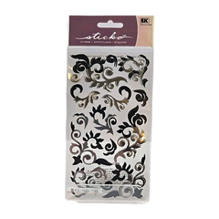 New EK Success Intricate Flourish Stickers 16 Count Black & Silver Sticko