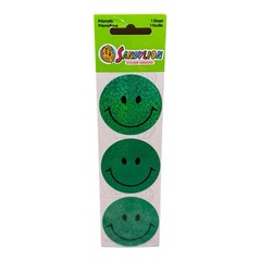 Vtg Sandylion Stickers Large Green Happy Smile Face Shiny Foil Smiley Sealed
