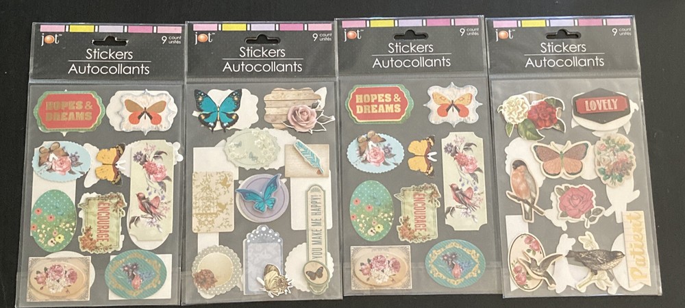 Jot Birds Butterflies Flowers Stickers LOT – 36 Pieces Total
