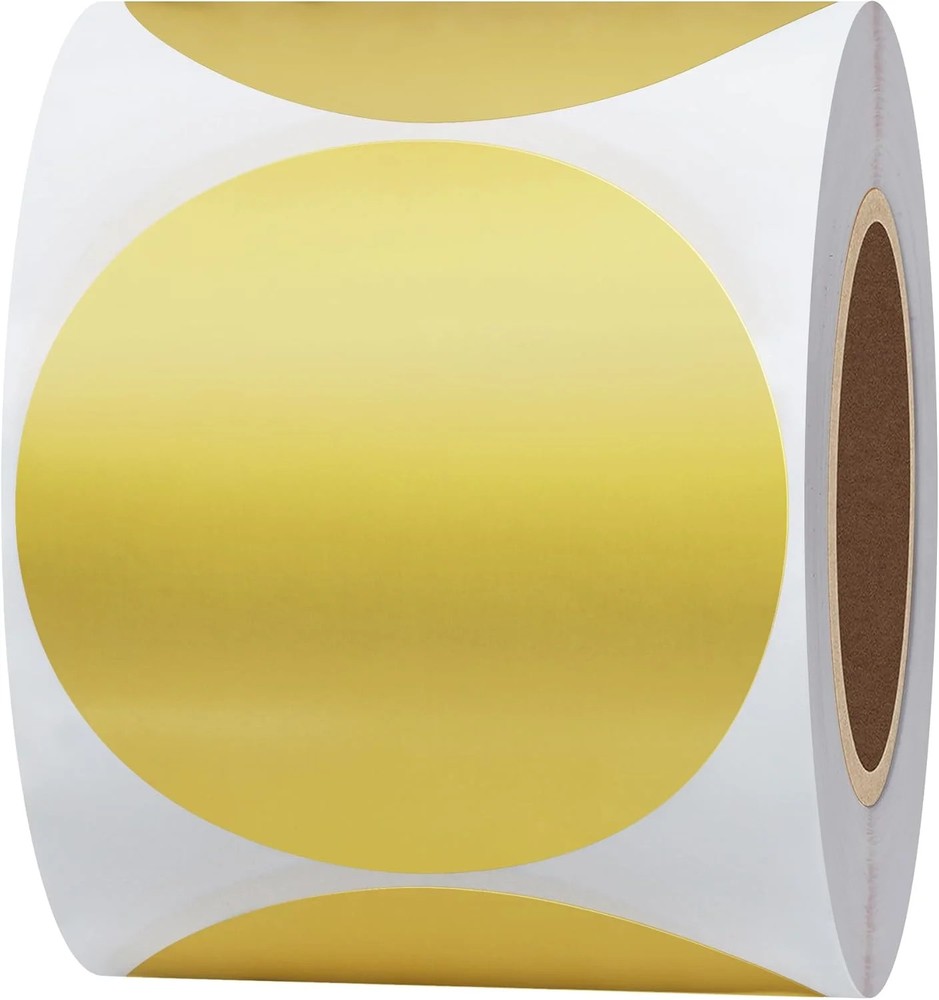 Hybsk 2 inch Matte Gold Labels Round Color Coding Dots Embossing Stickers Adhesi