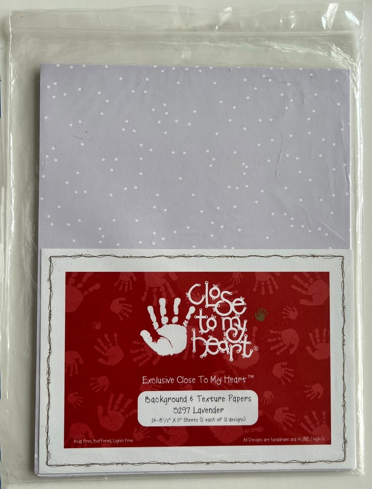 Close To My Heart CTMH 8.5 X 11 Paper Pack 24 Sheets (2 of 12 designs) Lavender
