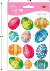 4-Pack Easter Egg Stickers, 4-3/4 X 7-1/2-Inch Sheets