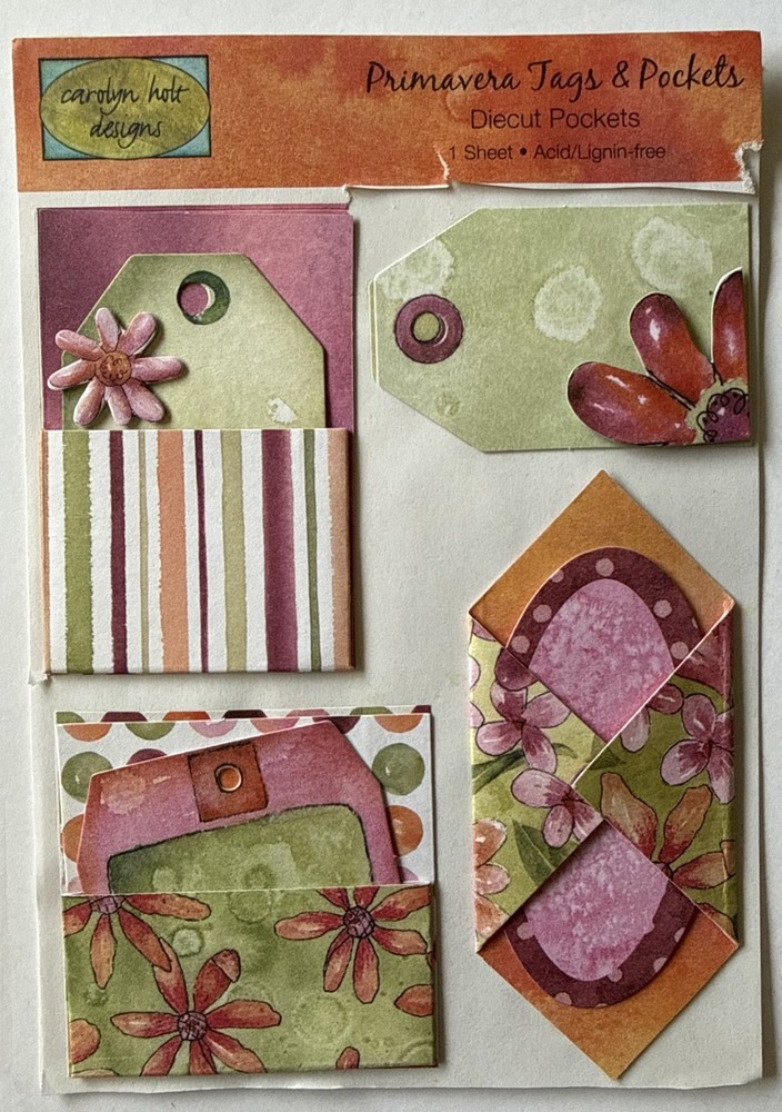 PRIMAVERA TAGS & POCKET Die-Cut Dimensional Stickers(4pc) •Journal•Card Making•