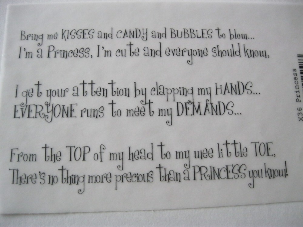 Princess Velum Scrapbook Words