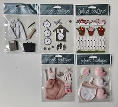 Lot Of 5 Early, Hard To Find 3D JOLEE’S STICKERS Platinum Label By Stickopotamus