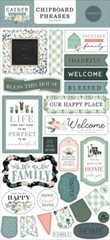 GATHER AT HOME (3) 6″x13″ CHIPBOARD SET Carta Bella Accents Phrases Frames