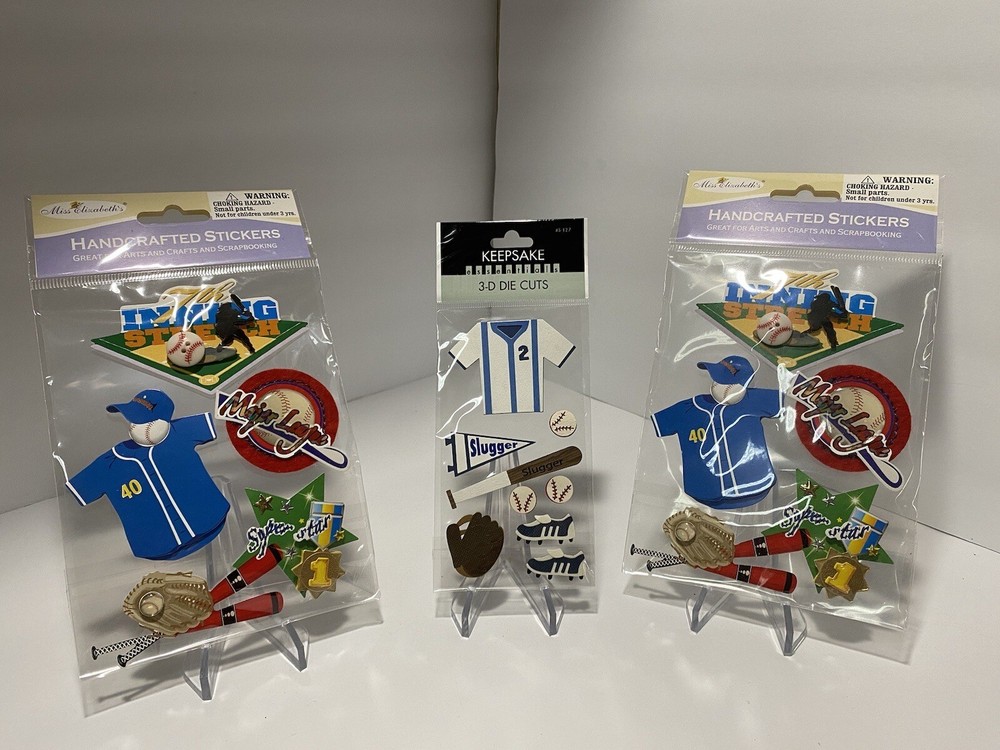 Miss Elizabeth’s/Keepsake Essentials Scrapbook Stickers – Baseball – Lot of 3