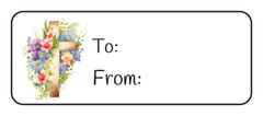 TO FROM GIFT TAGS FLORAL CROSS STICKERS ENVELOPE SEALS LABELS FAVORS RELIGIOUS