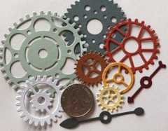 GEAR/SPROCKET Die-Cut (9pc)Steampunk•Cog•Clock Hands•Machine•Antique•Wheel
