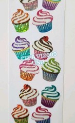 JILLSON & ROBERTS HAMBLY GLITTER STICKERS * FOOD DESSERT * MULTICOLOR CUPCAKES.