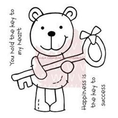Woodware Craft Clear Stamp KEY BEAR Scrapbooking