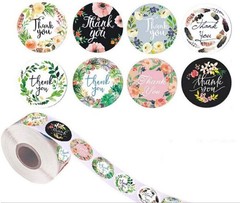 2 Roll of 1000 pcs 1″ Assorted Floral Thank You Stickers Round Sealing Labels US
