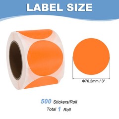 500Pcs 3″ Colored Dot Stickers Adhesive Coding Label Fluorescent Red Orange