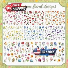 300 Pcs Transparent Flower Stickers for Scrapbooking, Journaling, Crafting