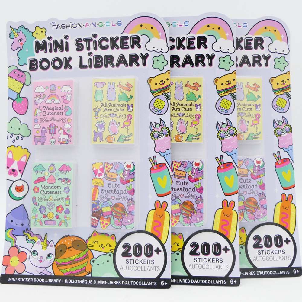 Fashion Angels Mini Sticker Book Library 3 Packs 4 Books 200+ Stickers Per Pack