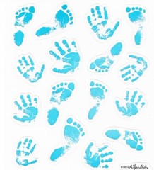 16 Baby Boy Handprint Footptint Hand Foot Feet Scrapbook Craft Stickers