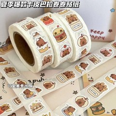 500 Sheets/Roll Cute Kapibara Coiled Stickers – Waterproof PET Decals for DIY Jo