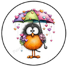 BIRD WITH UMBRELLA SPRING ENVELOPE SEALS LABELS STICKERS PARTY FAVORS