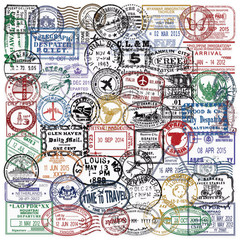 Vintage Passport Stamps Transparent Stickers 60 Pack Passport Travel Stamp Gloss