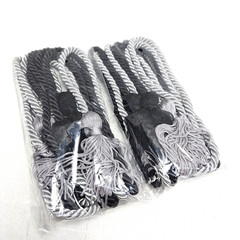 2 Sets of Black and Silver Double Graduation Honor Cords 69″ Long with Tassels